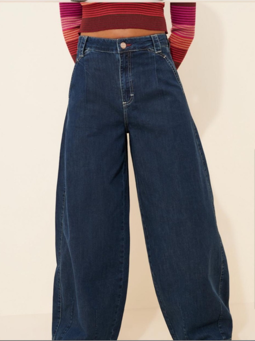 High-Rise Wide Leg Jeans in Dark Blue Denim